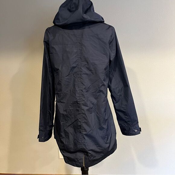 Serra Zip Up Long Navy Rain Coat Jacket Size Med - Picture 9 of 14